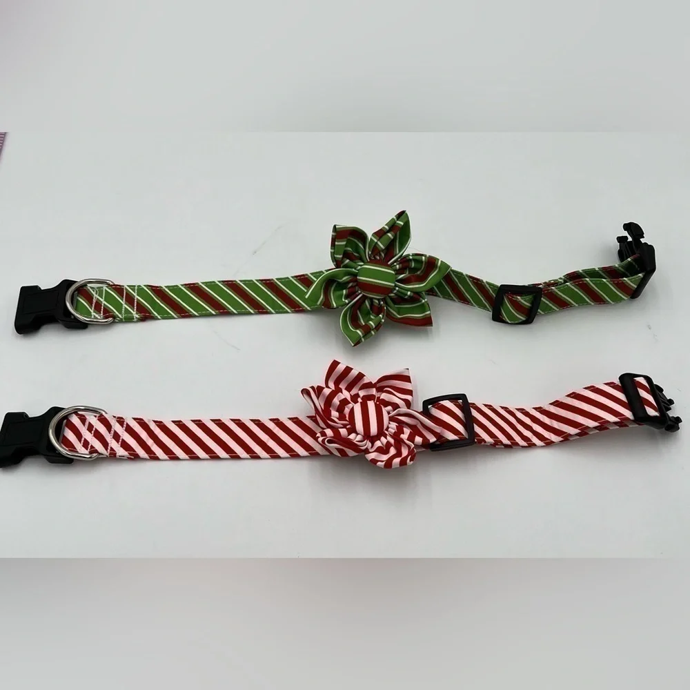 Malier Bandanas & Collar 2 Pack- Flower Red and Green Flower New